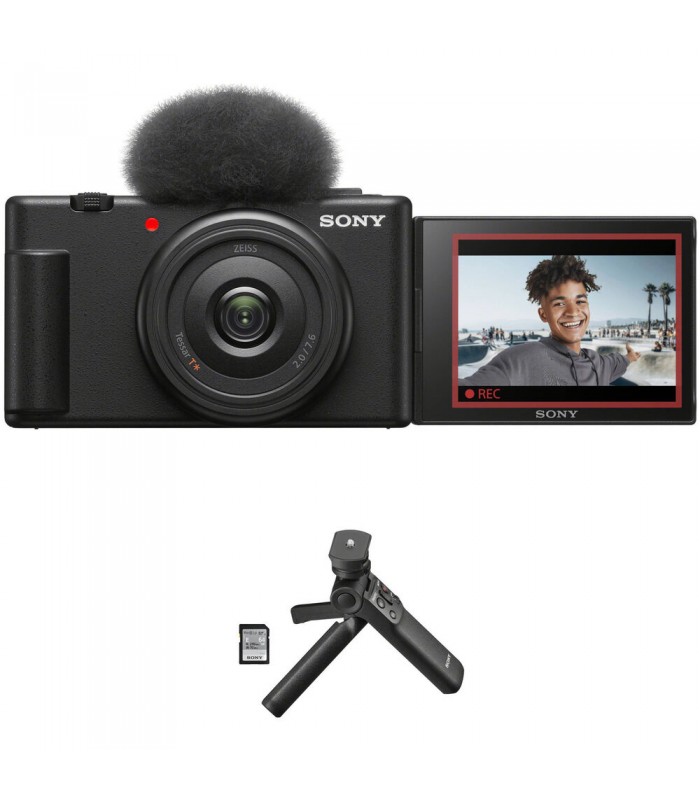 دوربین کامپکت سونی مدل Sony ZV-1F رنگ مشکی همراه با لوازم ولاگری